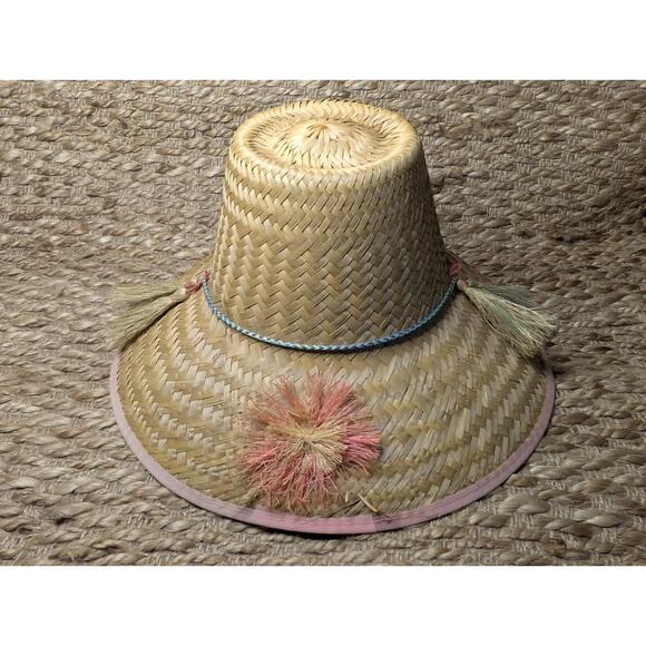 Woven Straw Easter Spring Summer Sun Hat Garden Beach Chin Strap - Picture 1 of 7